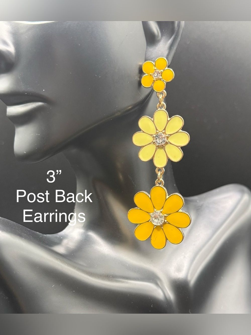 E63. Yellow Floral Drop Earrings